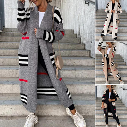 Winter Striped Loose Knitted Cardigan