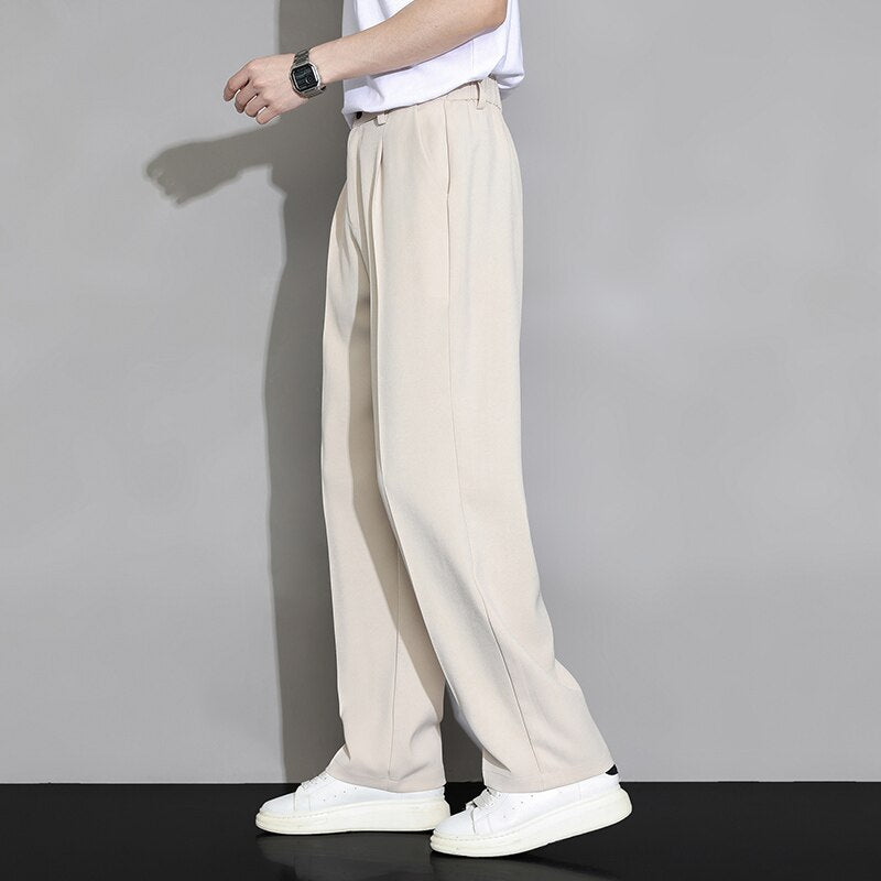 Casual Solid Wide Leg Trousers