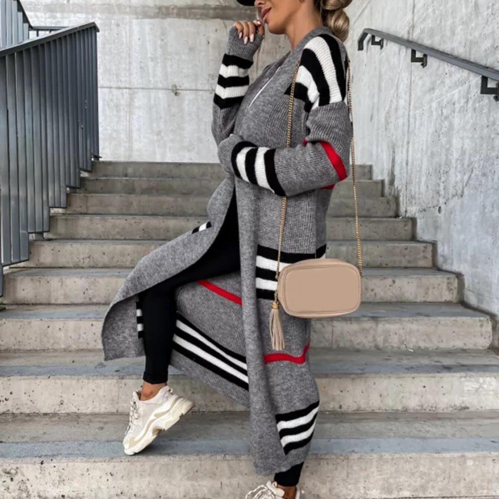 Winter Striped Loose Knitted Cardigan