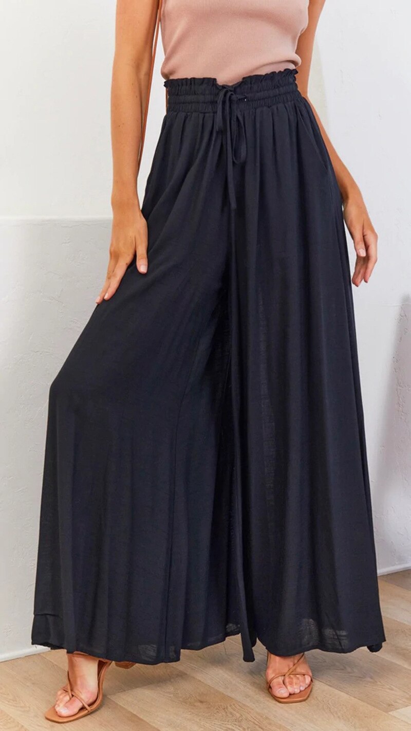 Loose Lace-Up Wide Leg Pants