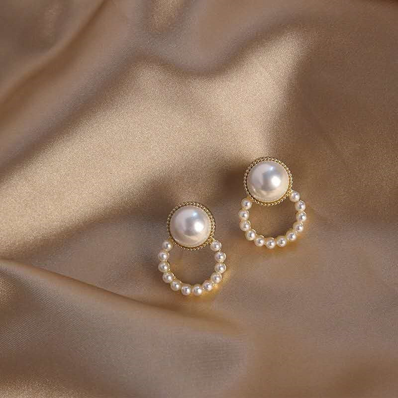 Pearl Big Hoop Earrings