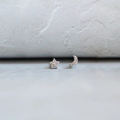 Star Moon Stud Earrings