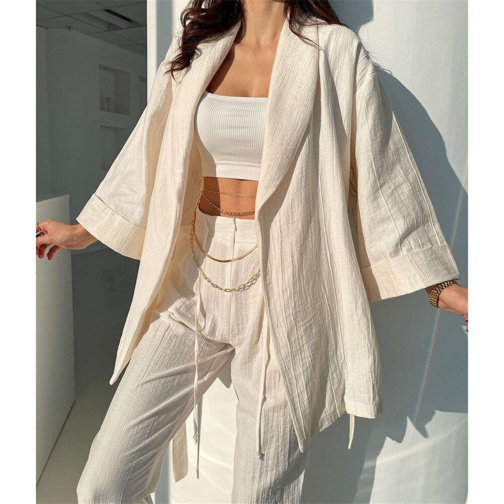 Two Pieces Long Cardigan Set