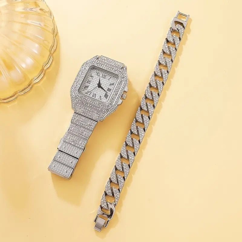 Diamond Watch & Bracelet Set