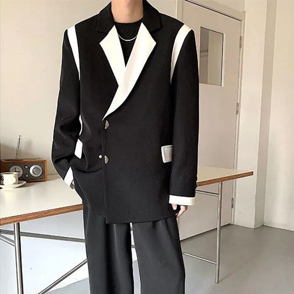 Patchwork Lapel Long Sleeve Suit