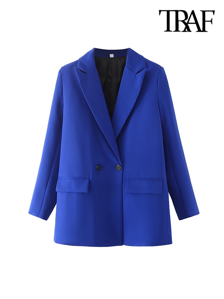 Notched Collar Double Breasted Blazer