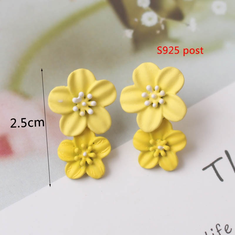 Double-layers Flower Drop Earrings