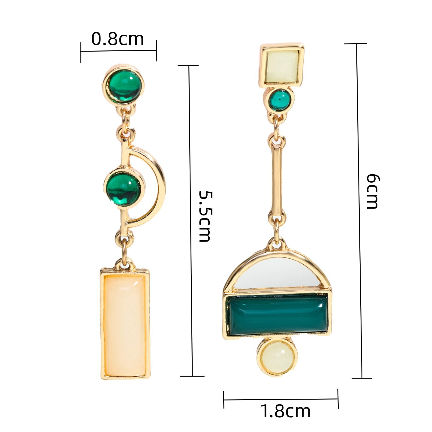 Asymmetry Irregular Enamel Geometric Drop Earrings