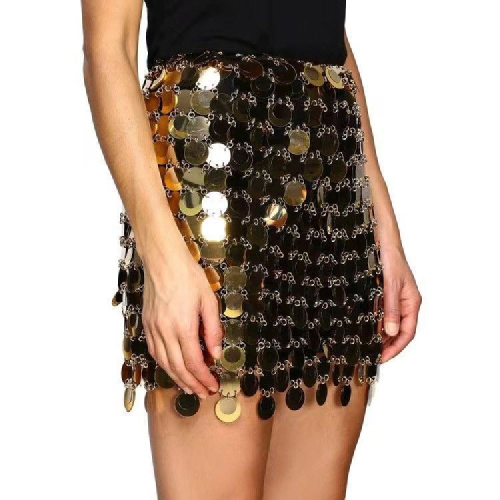 Double-layer Hollow Out Solid Mini Skirt