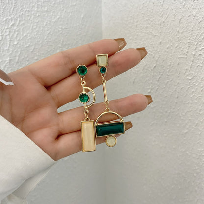 Asymmetry Irregular Enamel Geometric Drop Earrings