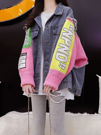 Patchwork Letters Denim Jacket