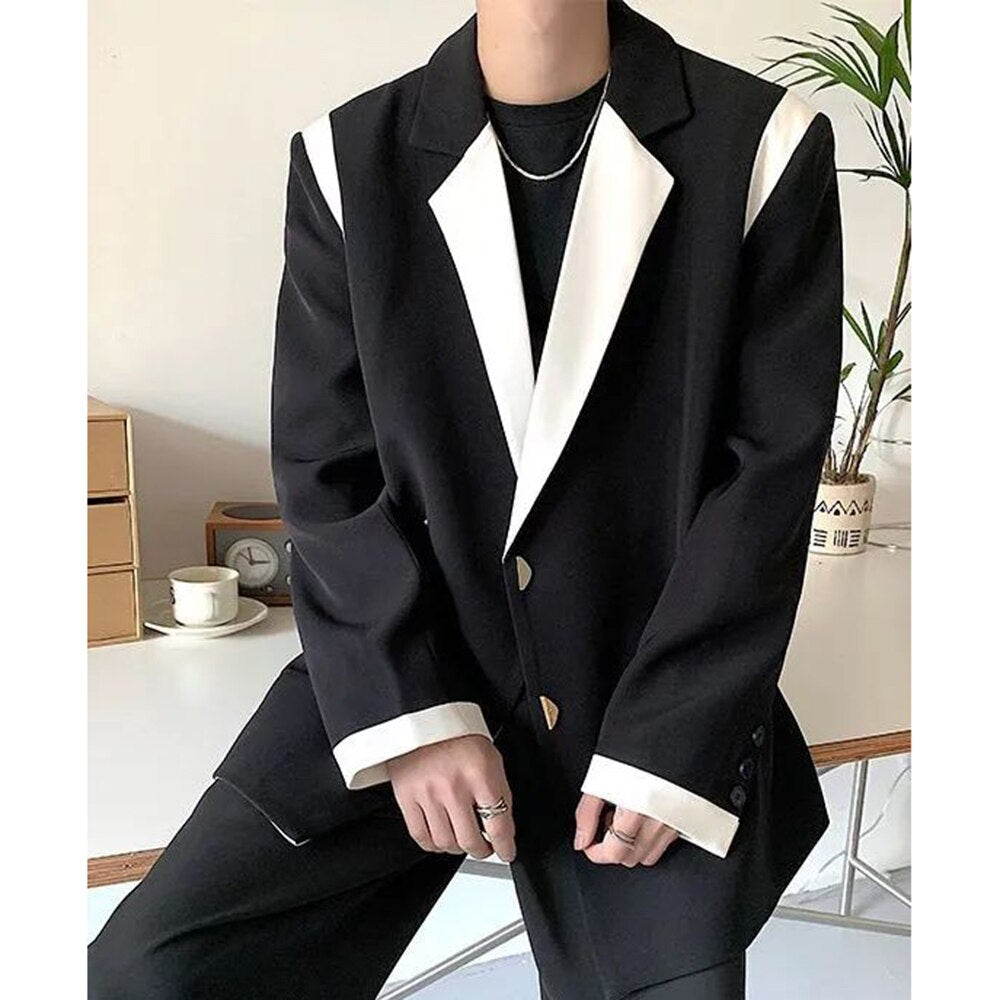 Patchwork Lapel Long Sleeve Suit