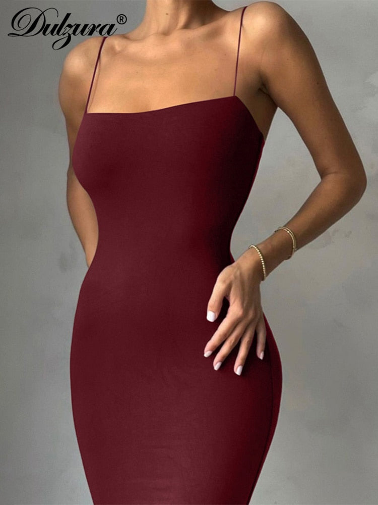 Strap Midi Dress Bodycon Sexy Streetwear