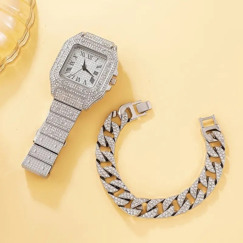 Diamond Watch & Bracelet Set