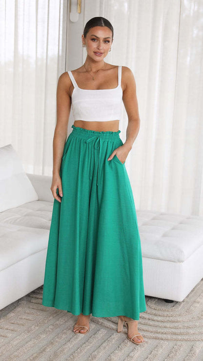 Loose Lace-Up Wide Leg Pants