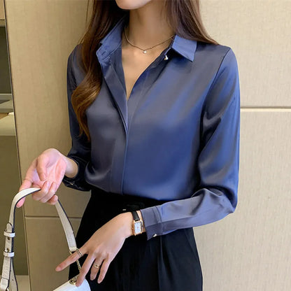 Satin Long Sleeve Casual Top