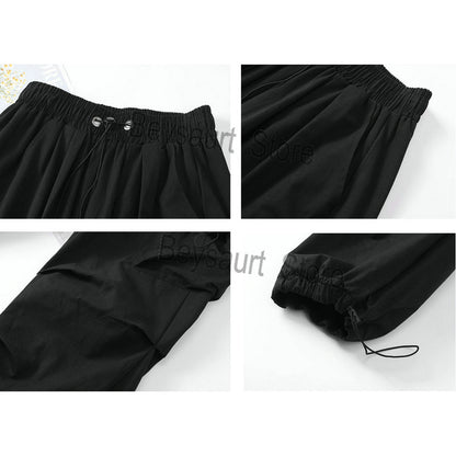 Casual Men Elastic Waist Solid Color Cargo Pants