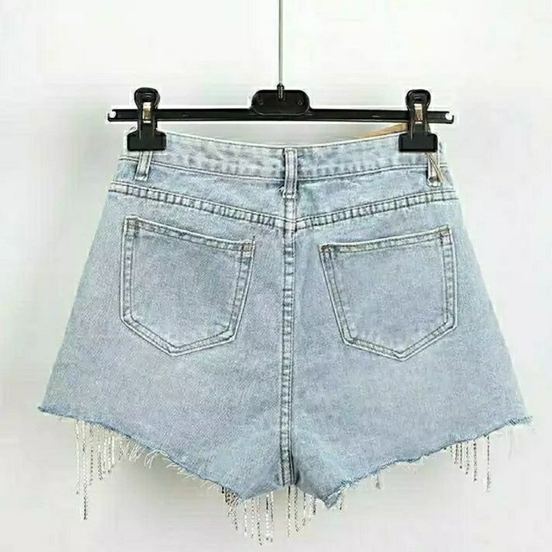 Ripped High Waist Denim Short