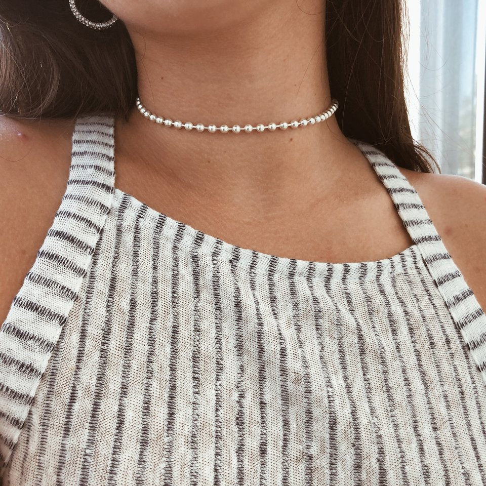 Acrylic Crystal Bead Tassel Choker Necklace