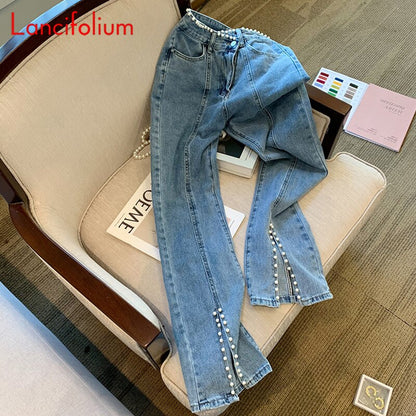 Slim Pearl Denim Pants