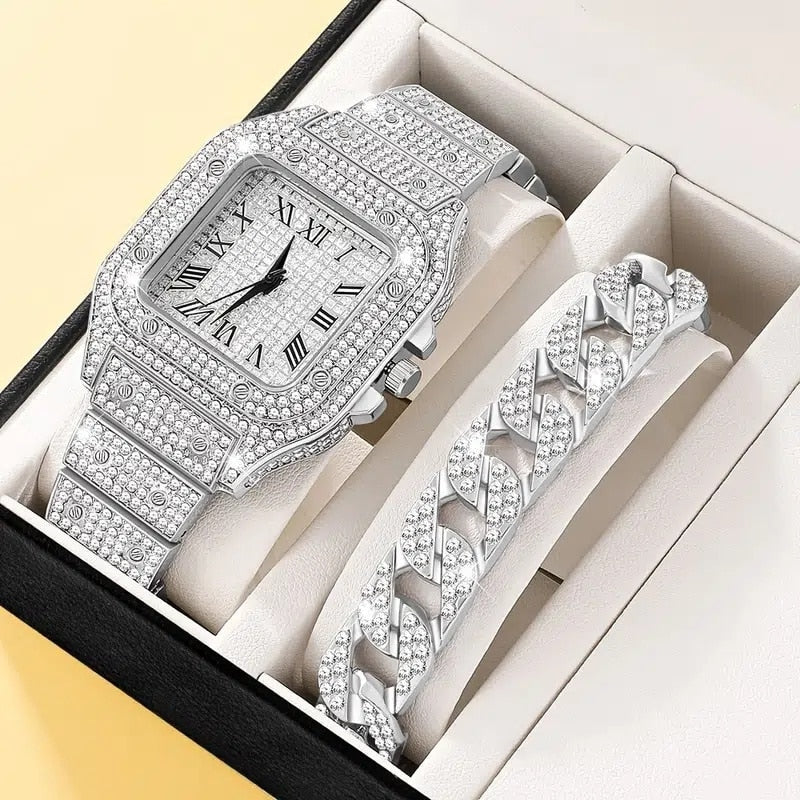 Diamond Watch & Bracelet Set