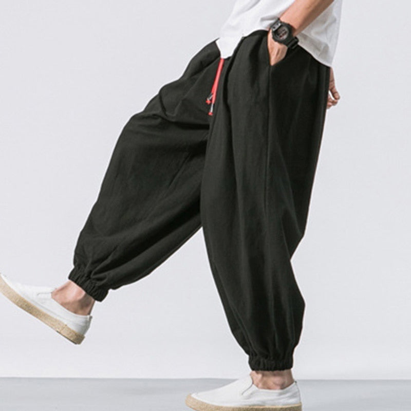 Cotton Linen Wild Leg Pants