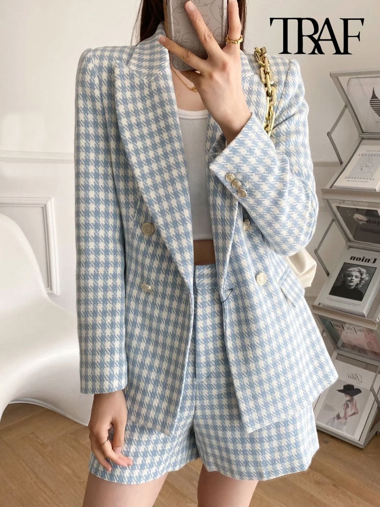 Flap Pocket Tweed Blazer Coat