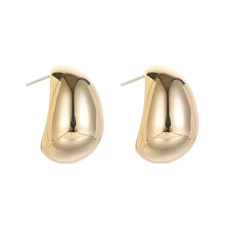 Simple Pea Shaped Drop Earrings