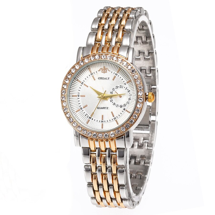 Casual Round Rhinestone Quartz Watch