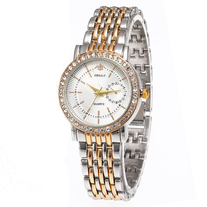 Casual Round Rhinestone Quartz Watch