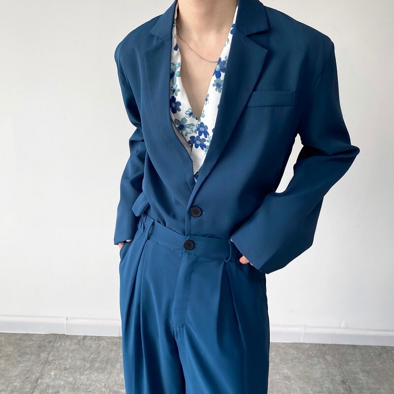 Blue Loose Simple Blazer Suit