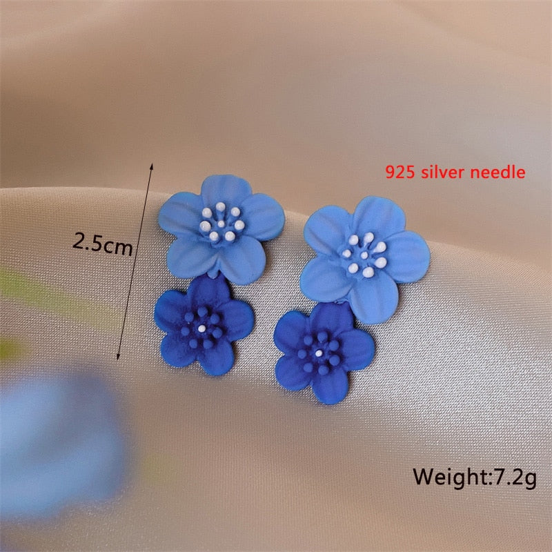 Double-layers Flower Drop Earrings