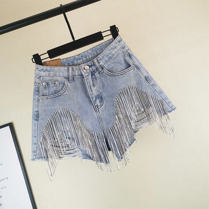 Ripped High Waist Denim Short