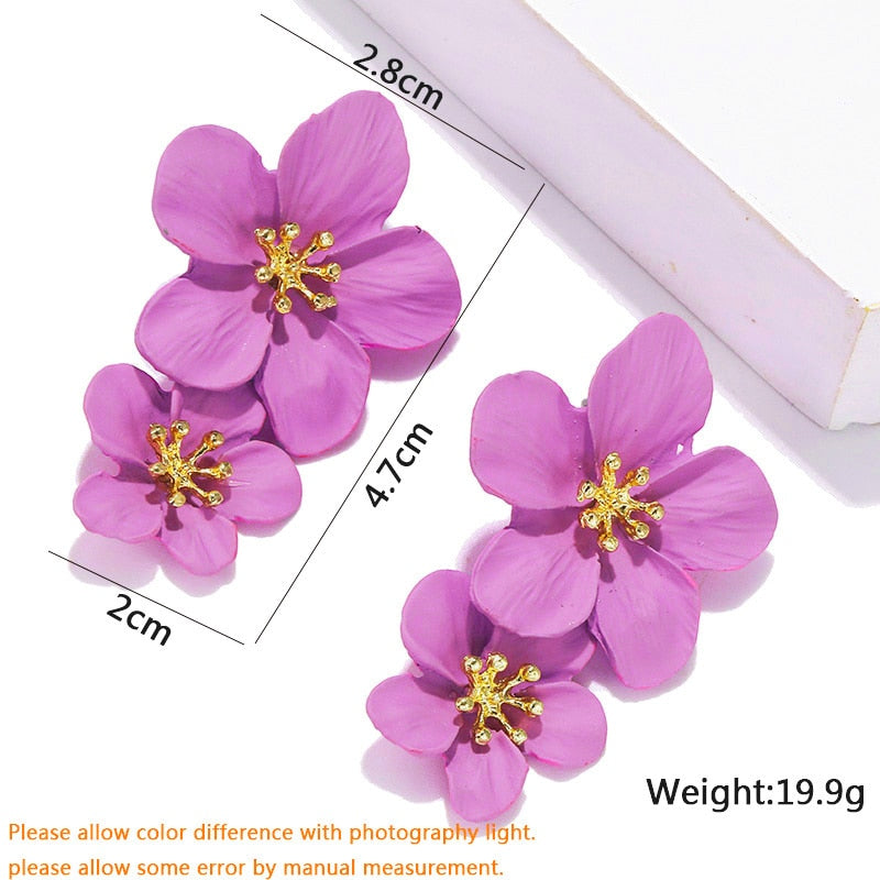 Double-layers Flower Drop Earrings