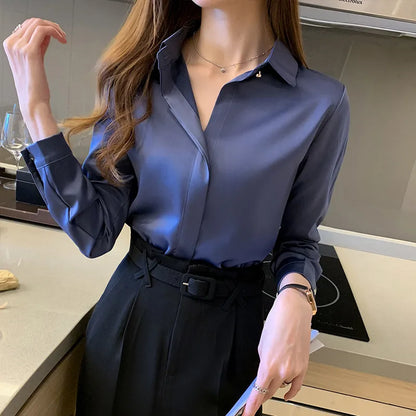 Satin Long Sleeve Casual Top