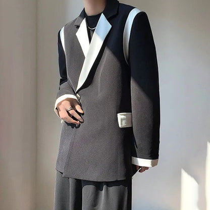 Patchwork Lapel Long Sleeve Suit