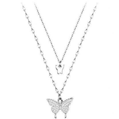 Double Layer Butterfly Necklace