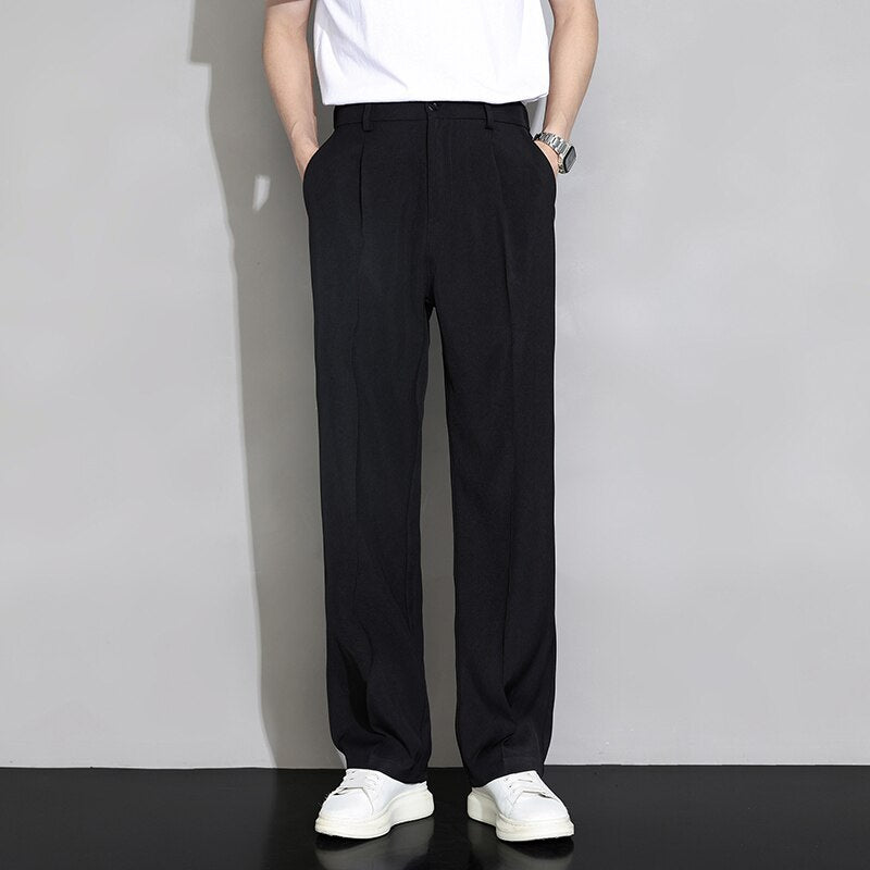 Casual Solid Wide Leg Trousers