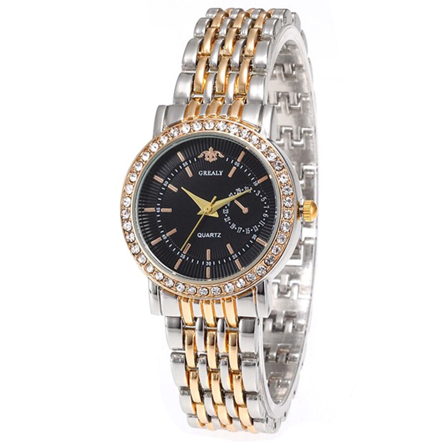 Casual Round Rhinestone Quartz Watch