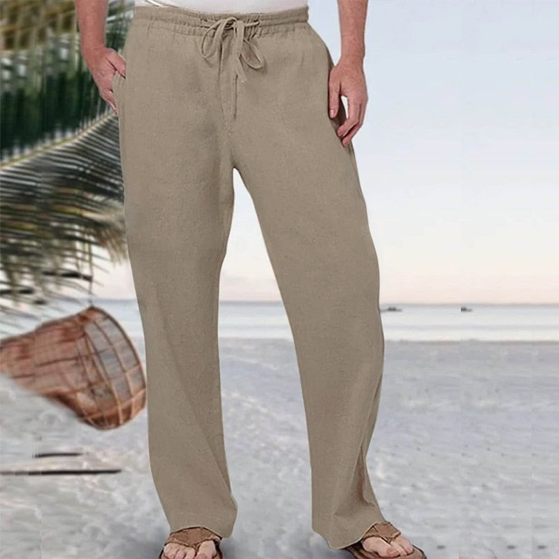 Cotton Linen Solid Color Trousers