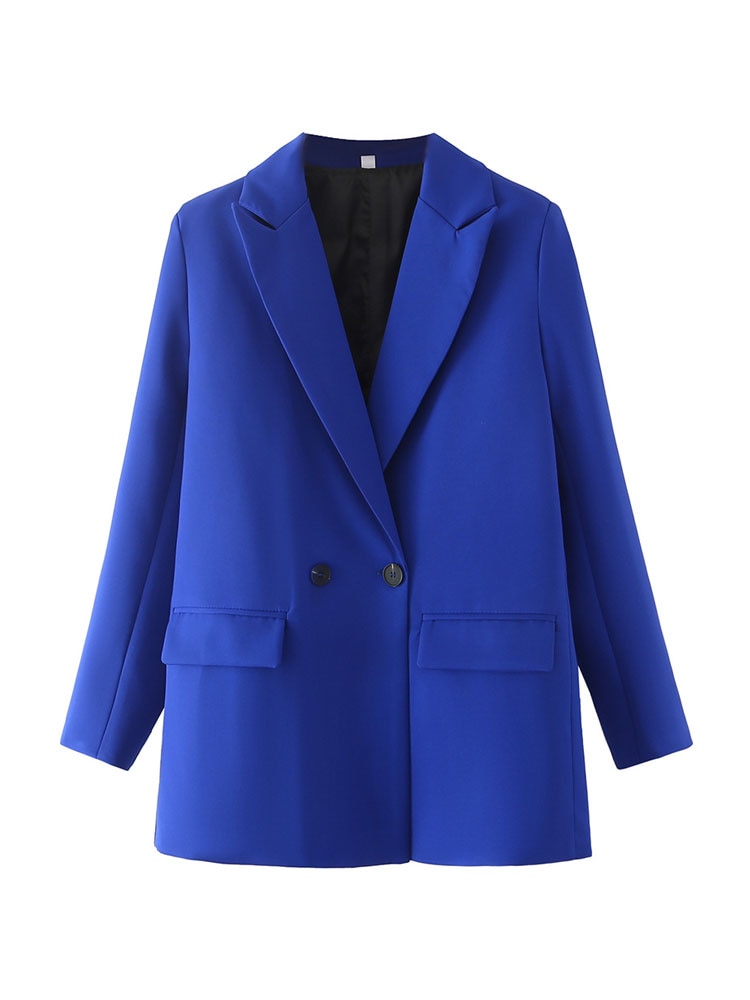 Notched Collar Double Breasted Blazer