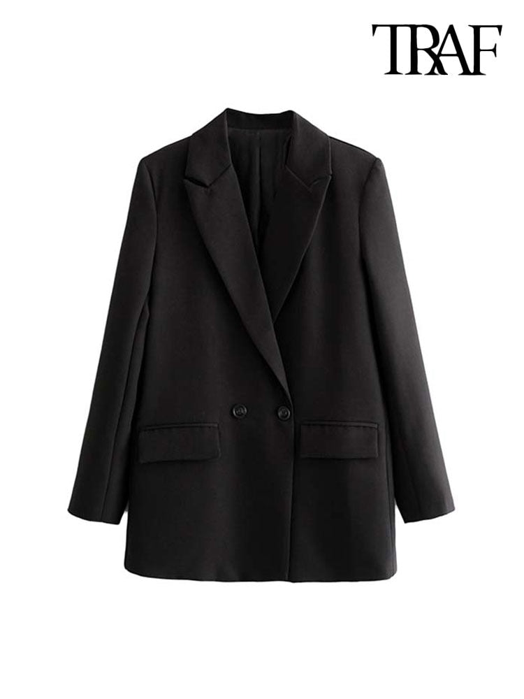 Notched Collar Double Breasted Blazer