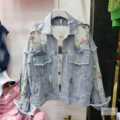 Lace Patchwork Denim Jacket