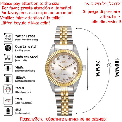 Rhinestone Quartz Waterproof Wristwatches