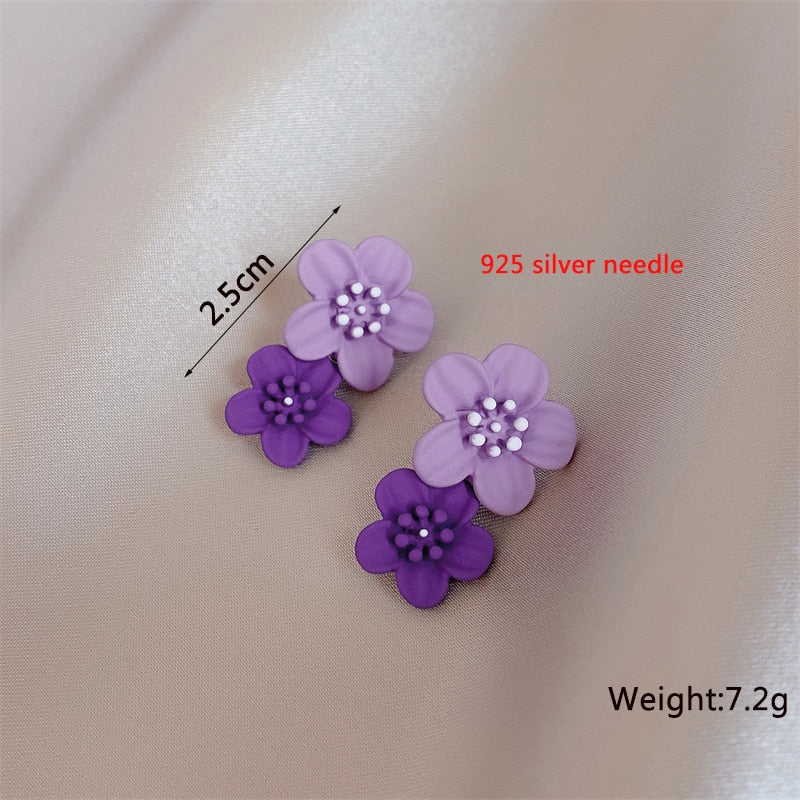 Double-layers Flower Drop Earrings