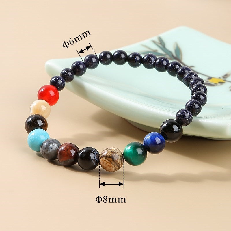 Natural Stone Eight Planets Bead Bracelet