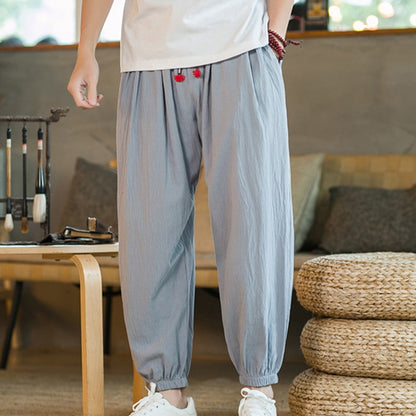 Cotton Linen Wild Leg Pants