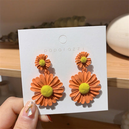 Double-layers Flower Drop Earrings