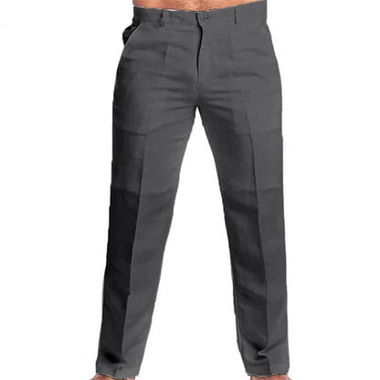 Stand Pocket Casual Linen Pants