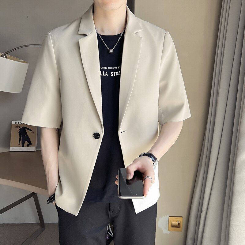 Men Leisure Slim Solid Color Suit